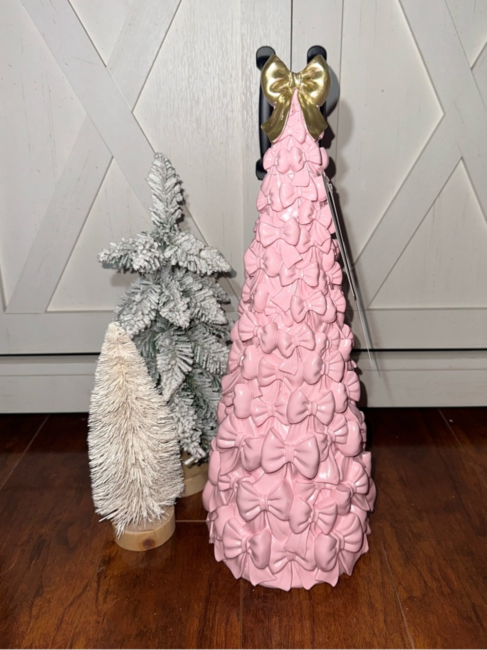 Cupcakes & Cashmere Pink Bow Christmas Tree with Gold Bow Topper